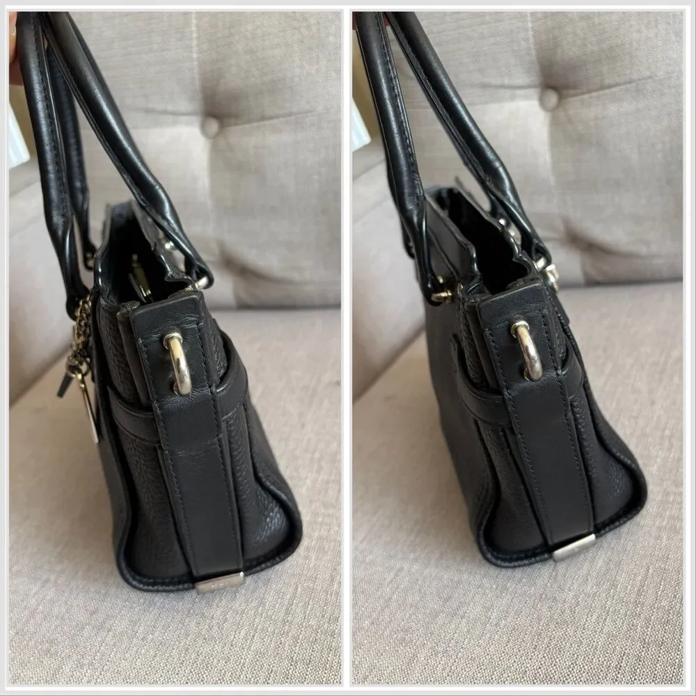 COACH Mini Swagger 21 Pebble Leather Satchel Black Crossbody Bag Authentic